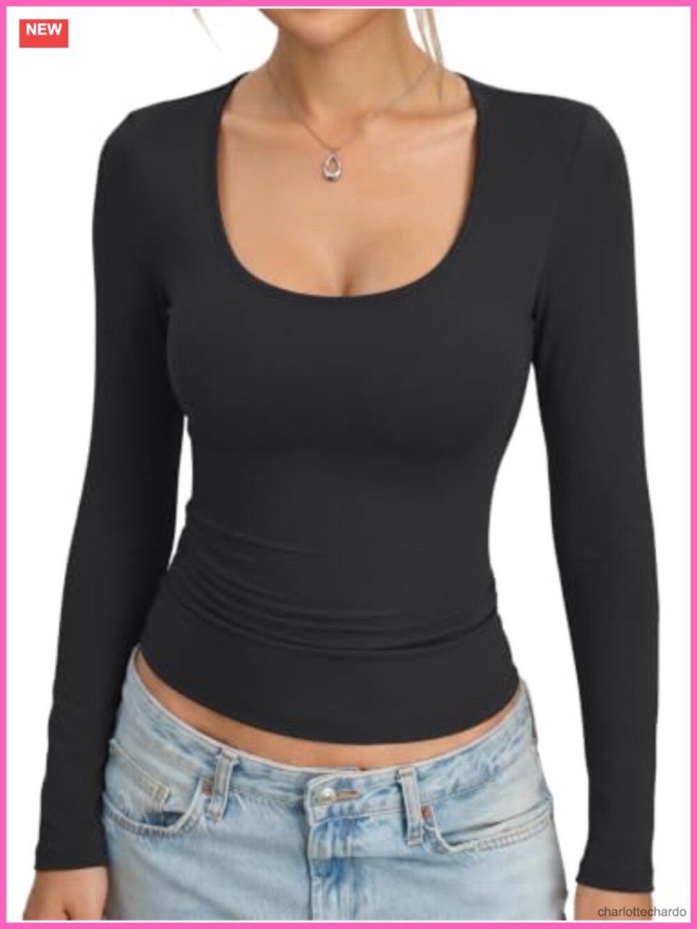 Womens Sueded Stretch Scoop Neck Long Sleeve Tight T-Shirt Going Out Top
